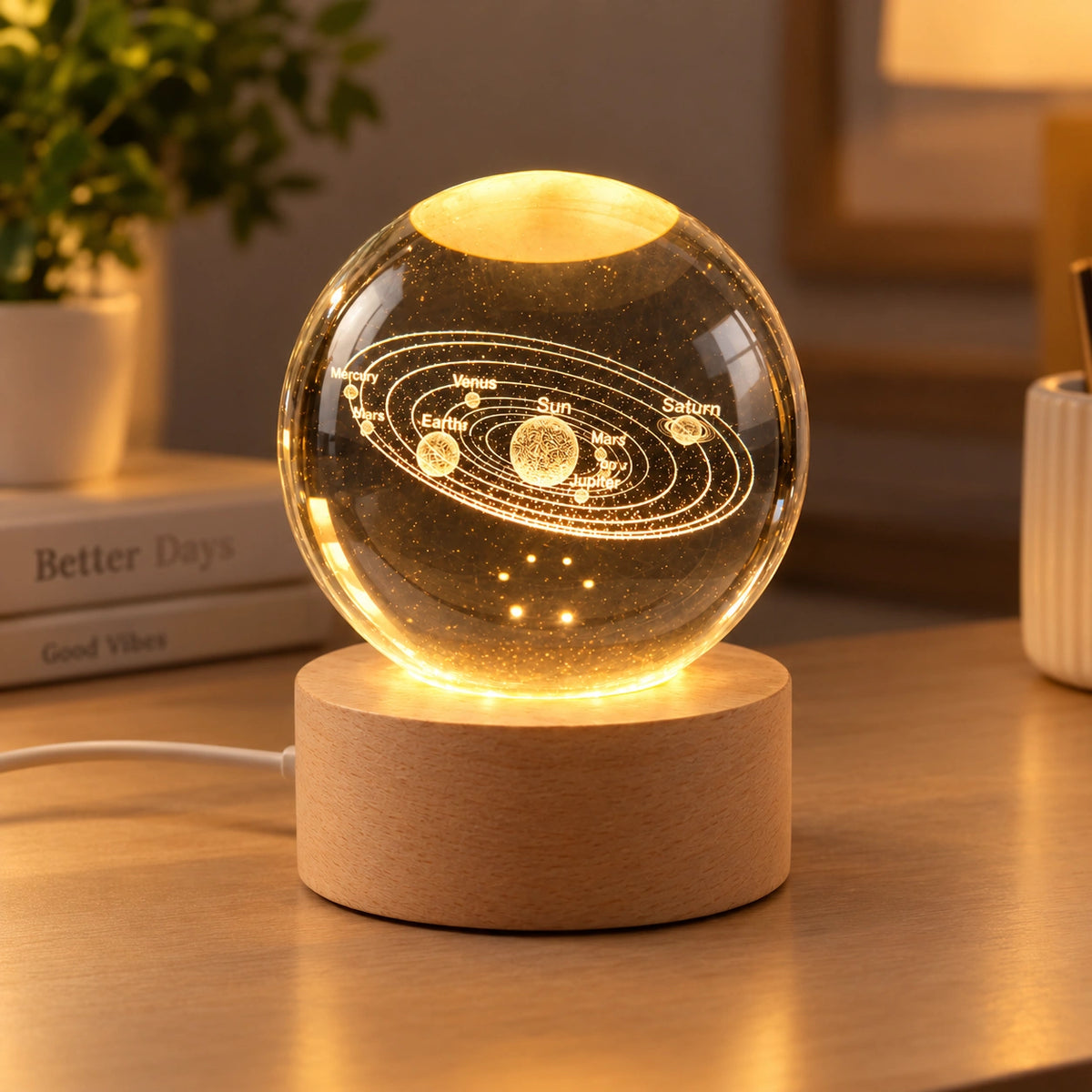 3D Crystal Ball Lamp (Solar System)