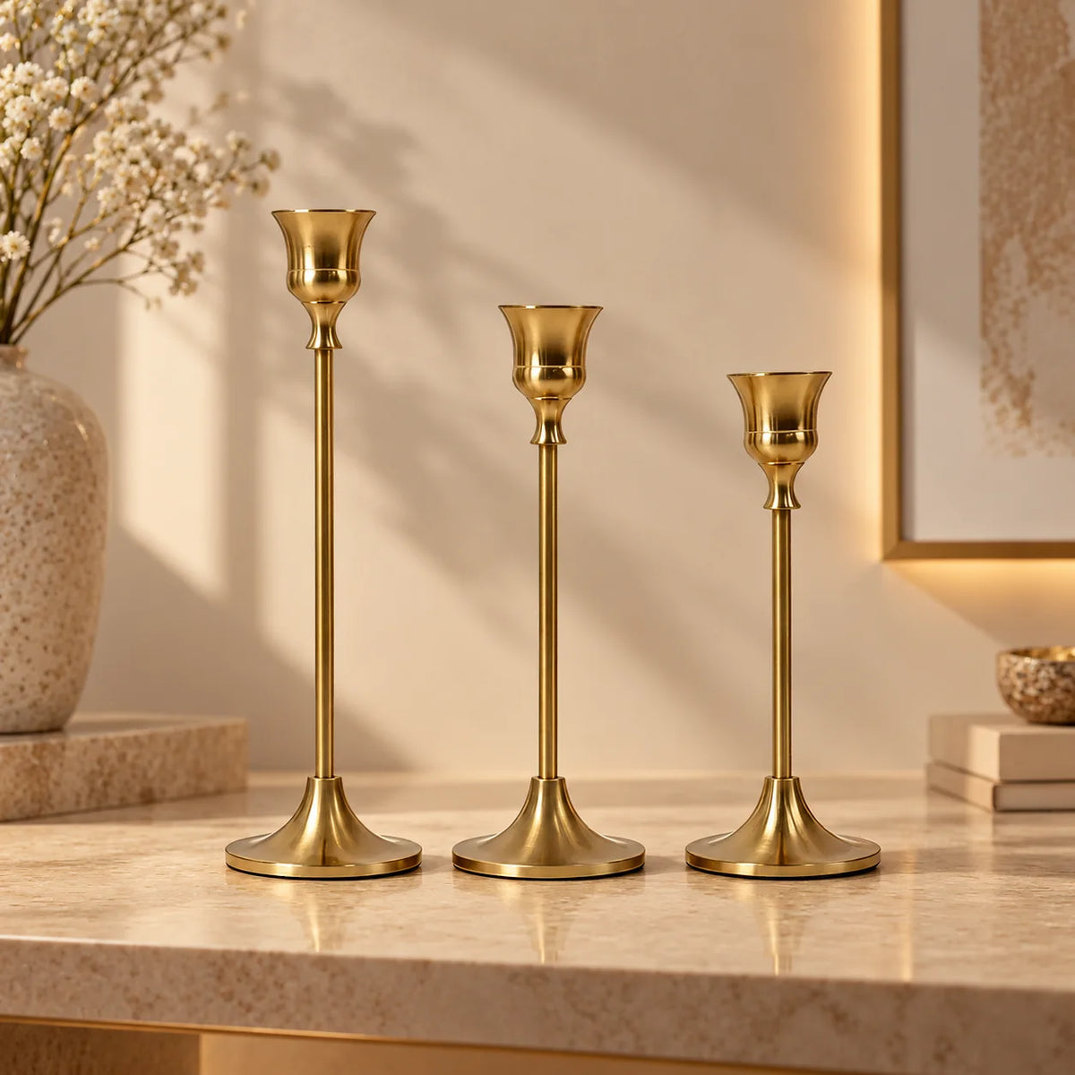 Gold Candlestick 3Pcs