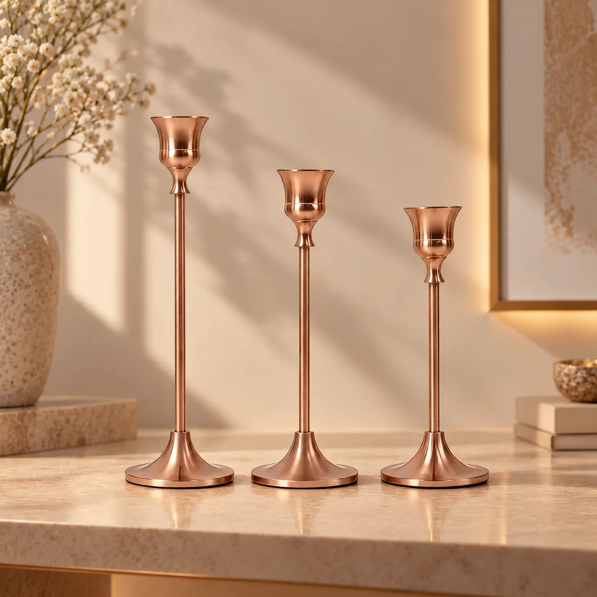 Gold Candlestick 3Pcs