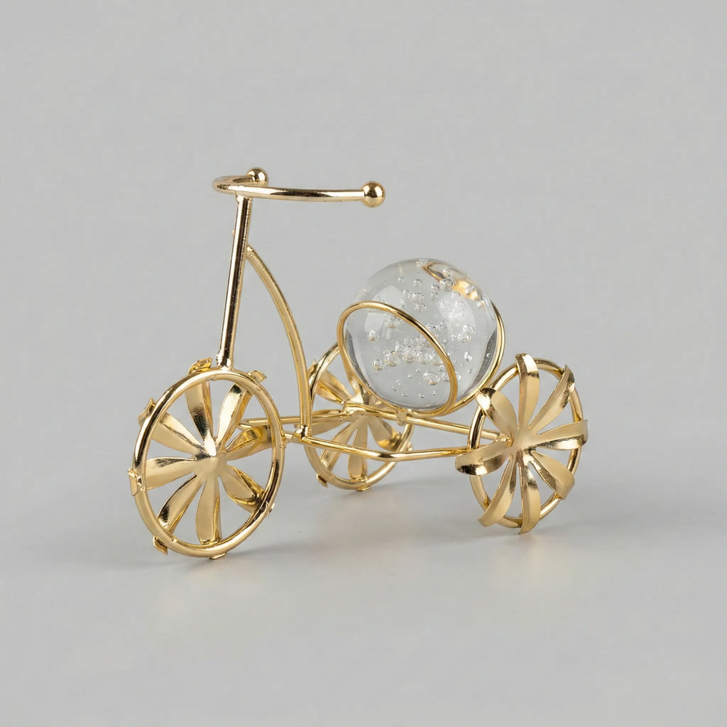 Golden Bicycle Glass Orb