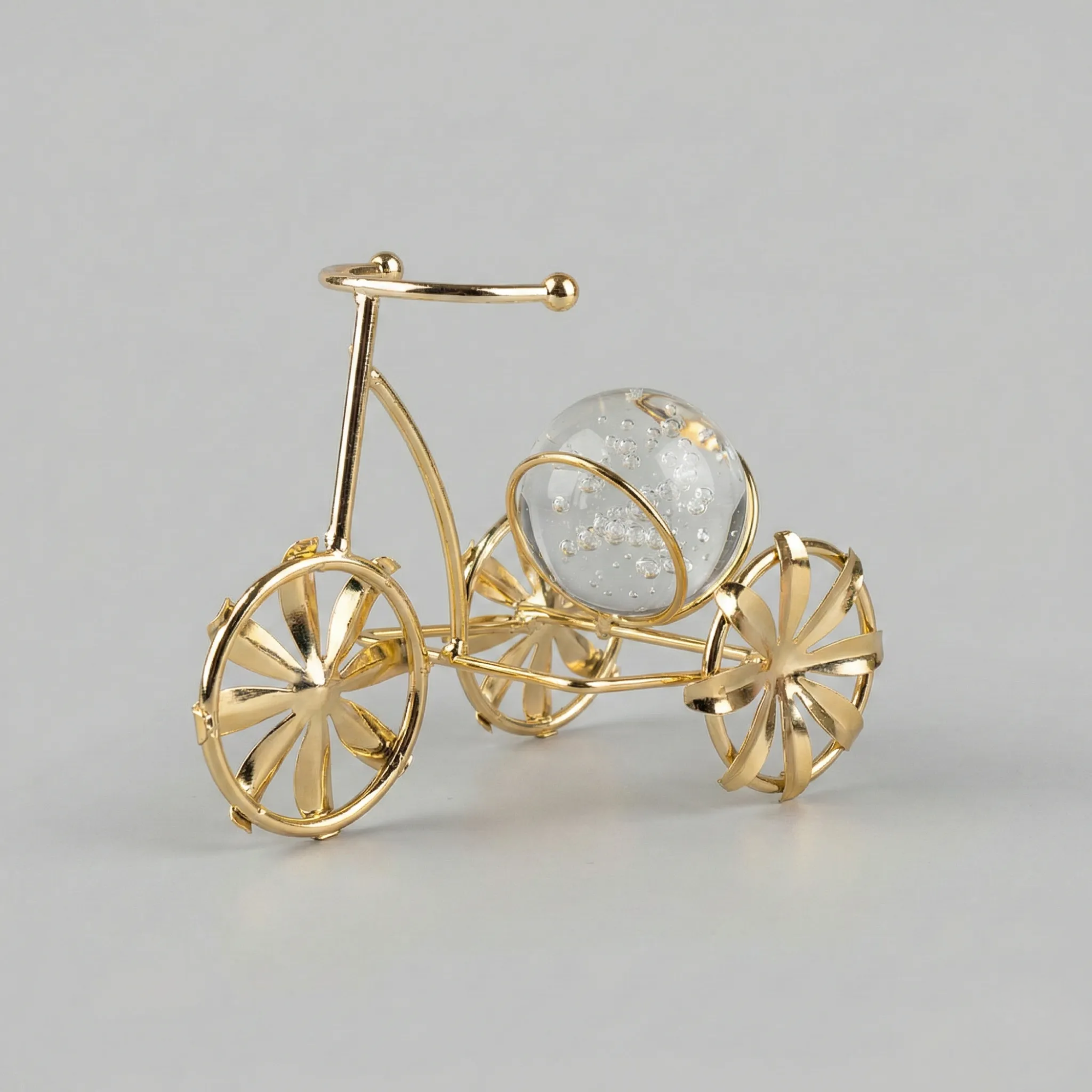 Golden Bicycle Glass Orb