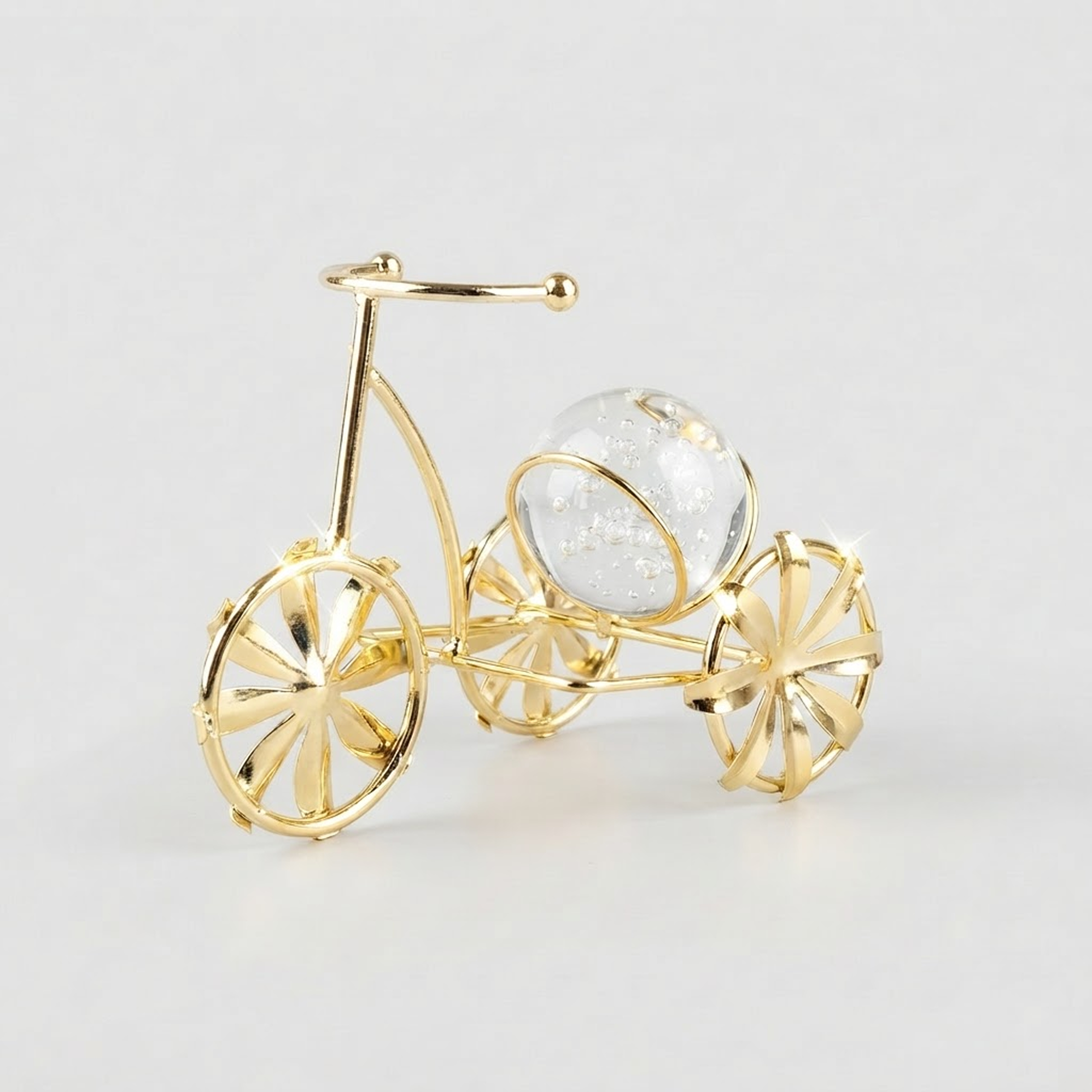 Golden Bicycle Glass Orb