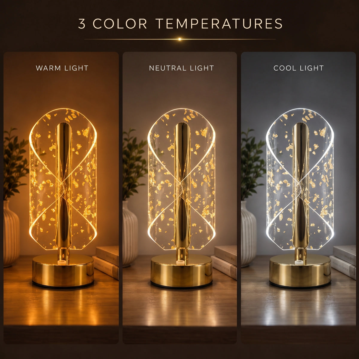 Gold Flake Crystal Lamp