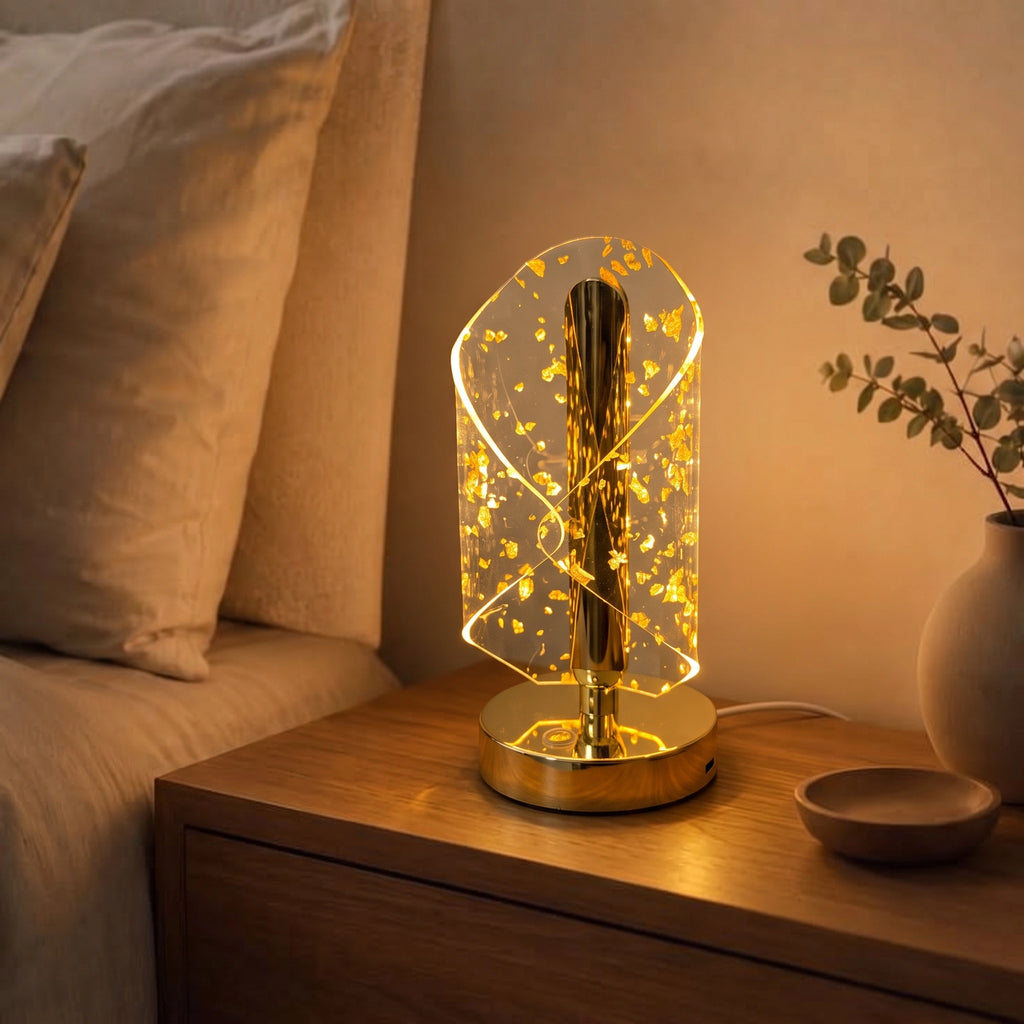 Gold Flake Crystal Lamp