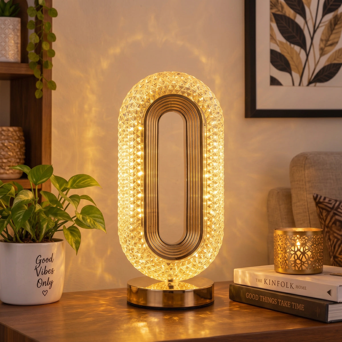 Oval Halo Crystal Lamp