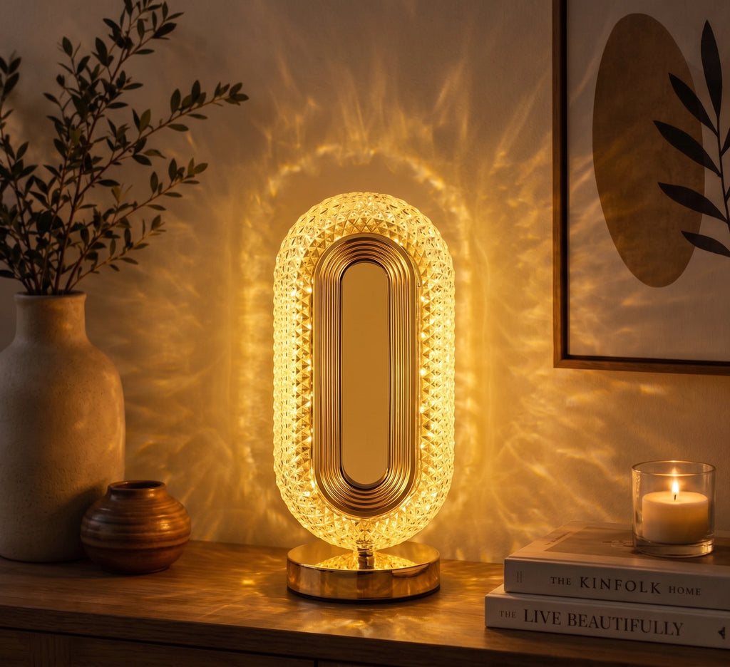 Oval Halo Crystal Lamp