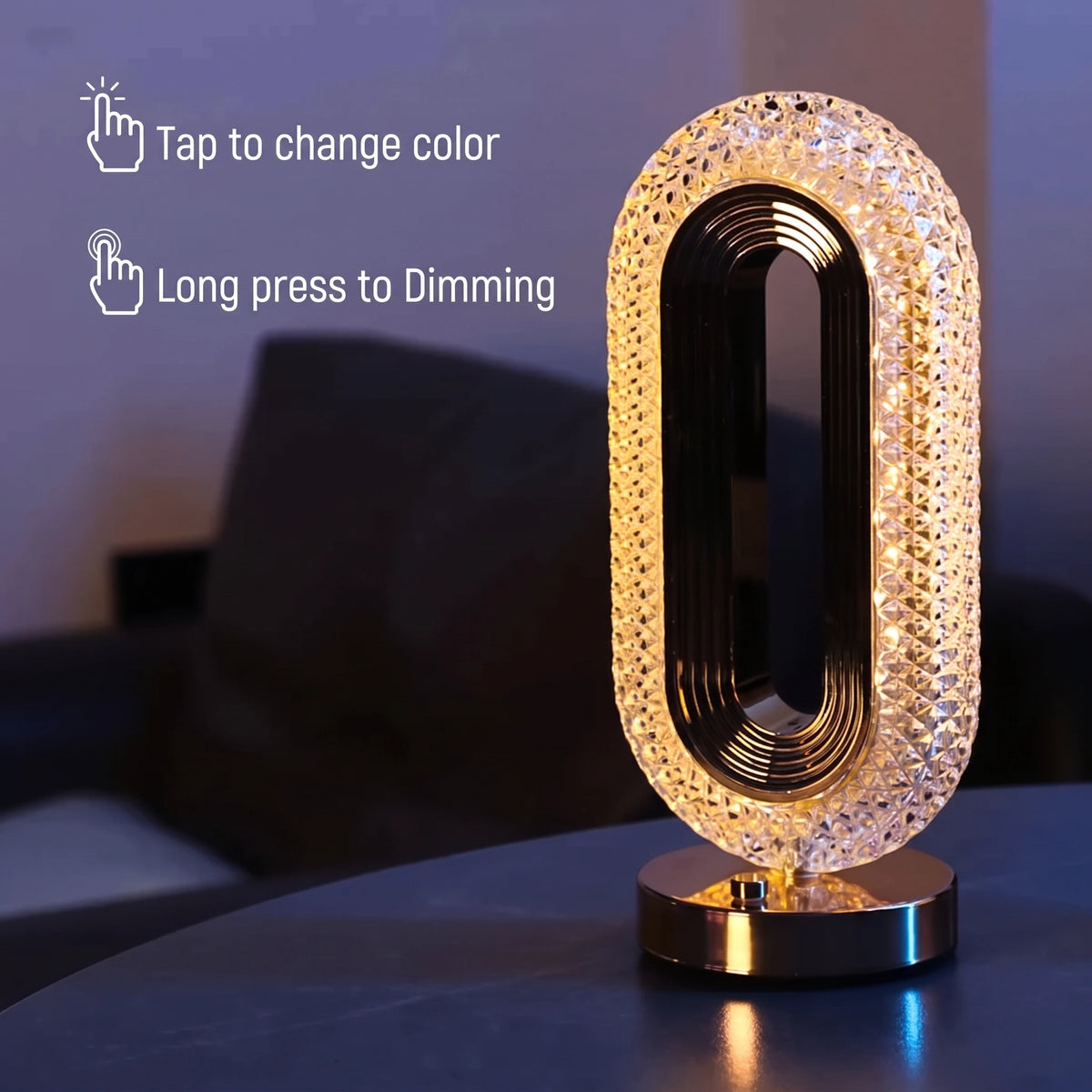 Oval Halo Crystal Lamp