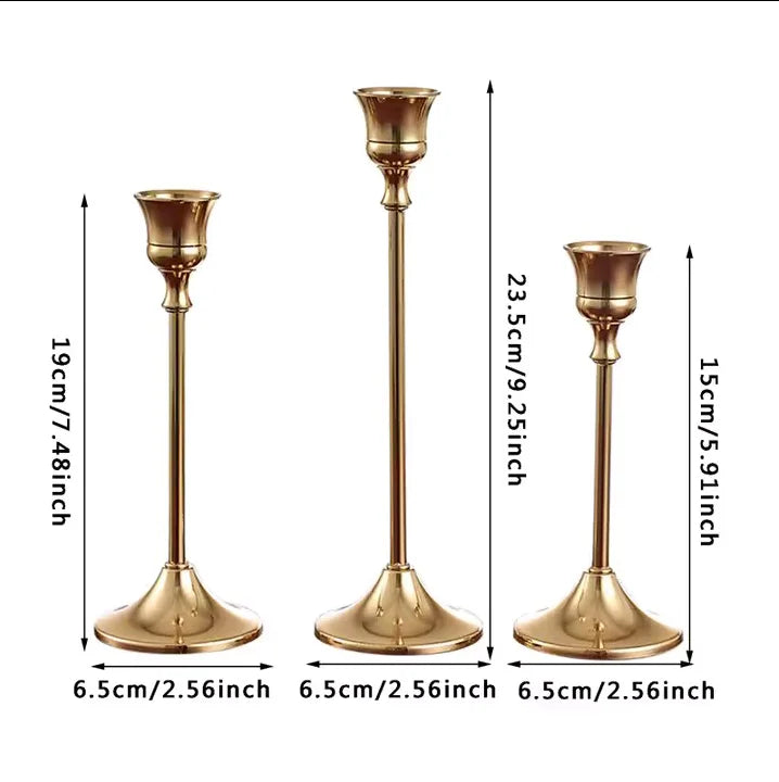 Gold Candlestick 3Pcs
